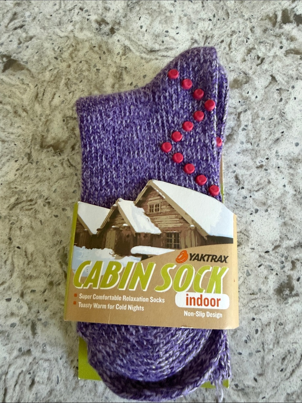NWT Yaktrax Purple Cabin Indoor Socks - Non-Slip Cozy Women’s Socks